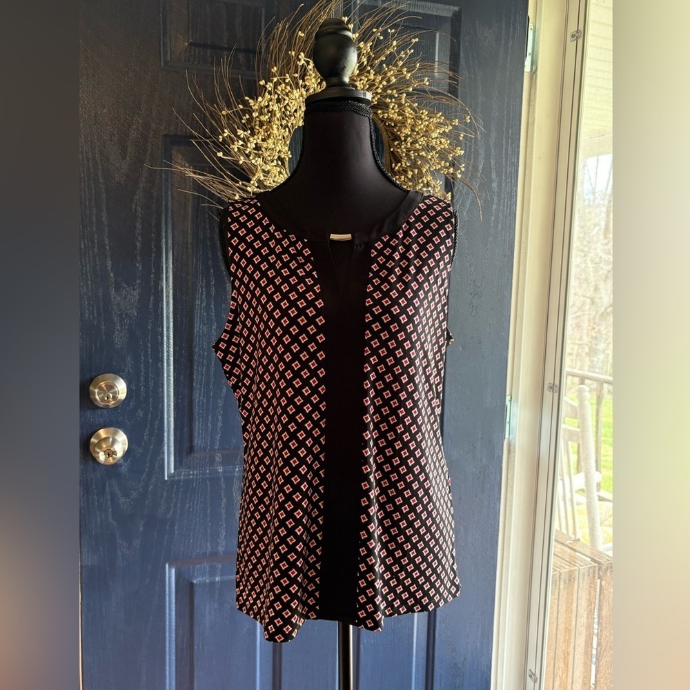 White House Black Market Black and Pink Blouse